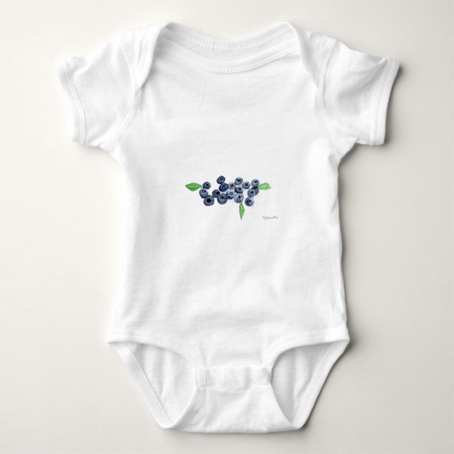 Blueberries fruits vegan watercolor food rustic  baby bodysuit (Front)