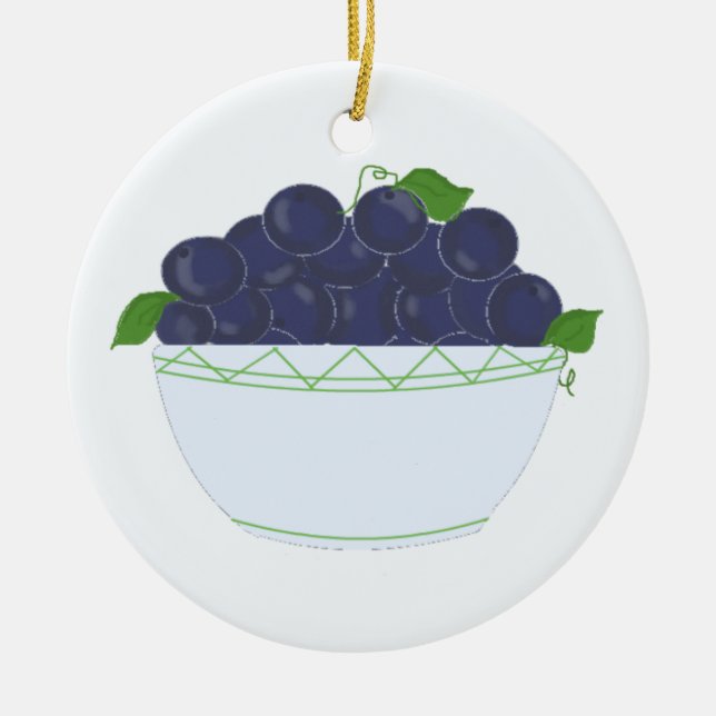 Blueberries in a Dish Ceramic Tree Decoration (Front)