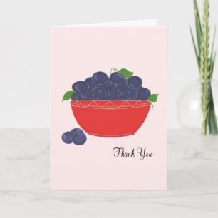 Blueberries in a Red Dish Thank You Card