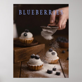 Blueberries Kitchen Art Poster