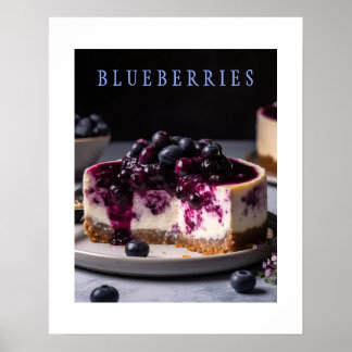 Blueberries Kitchen Art Poster