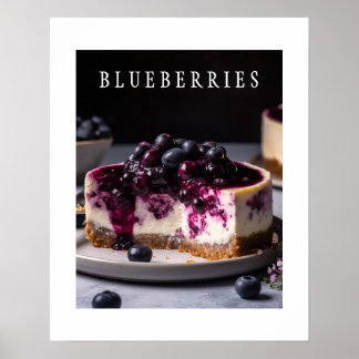 Blueberries Kitchen Art Poster