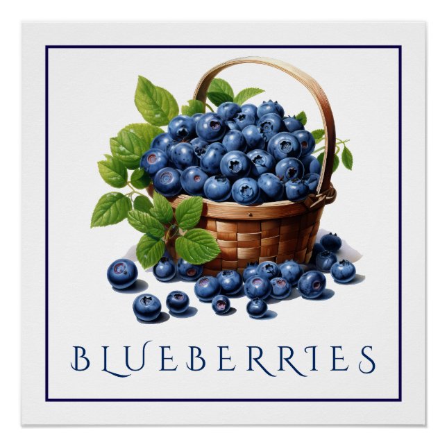 Blueberries Kitchen Art Poster for Home Decor (Front)