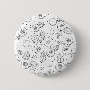 Blueberries on black and white 6 cm round badge