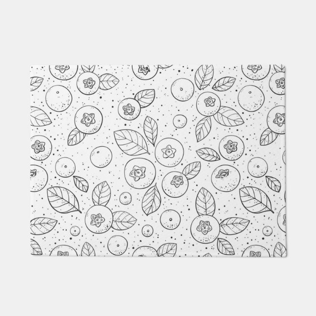 Blueberries on black and white doormat (Front)