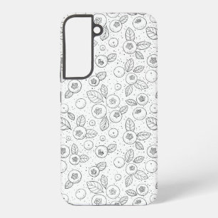 Blueberries on black and white samsung galaxy case