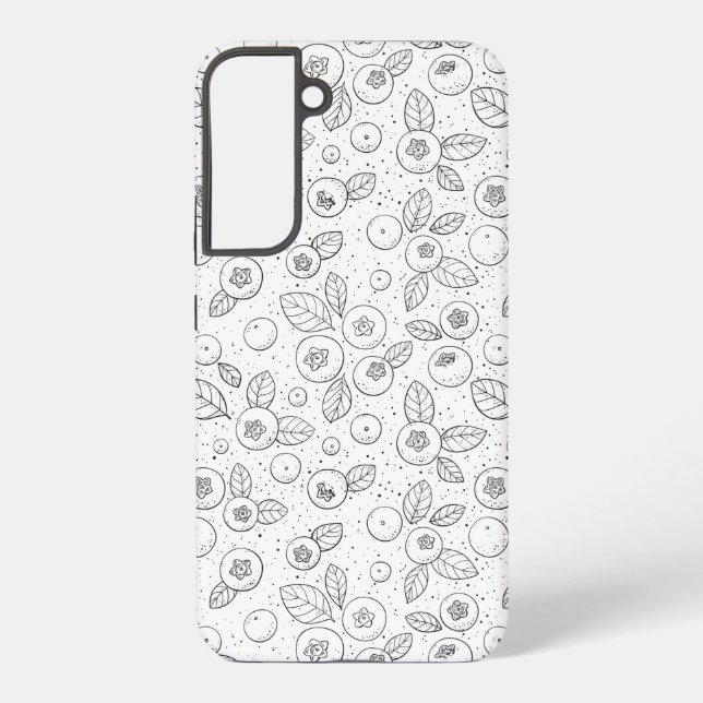 Blueberries on black and white samsung galaxy s22+ case (Back)