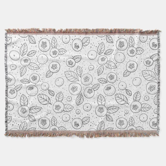 Blueberries on black and white throw blanket (Front)