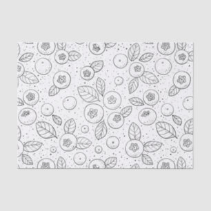Blueberries on black and white tissue paper