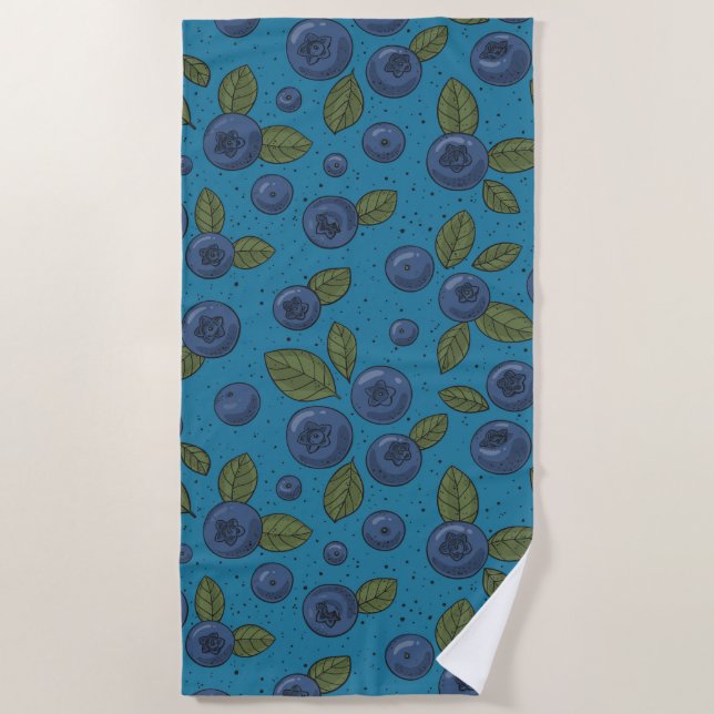 Blueberries on blue beach towel (Front)