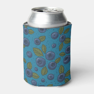 Blueberries on blue can cooler