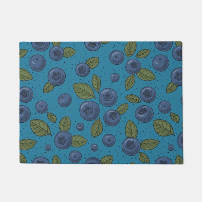 Blueberries on blue doormat (Front)