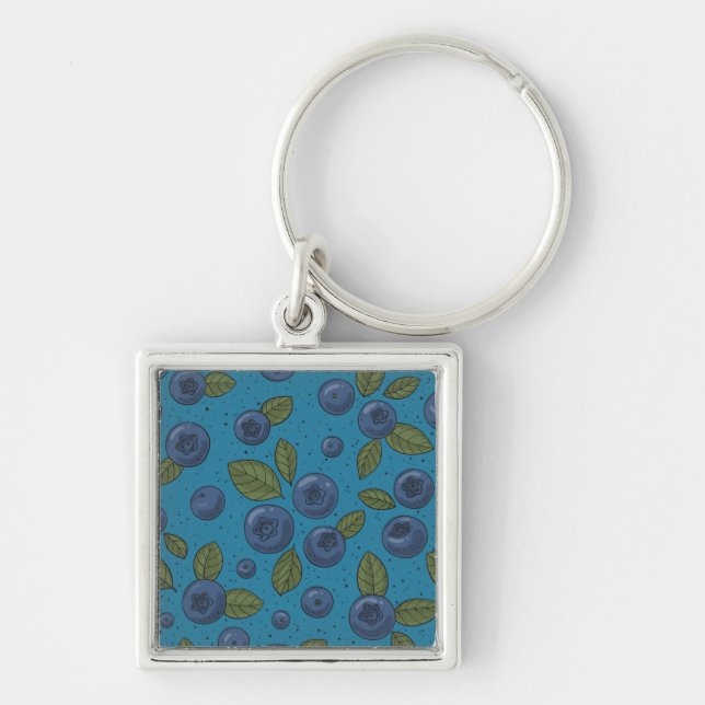 Blueberries on blue key ring (Front)