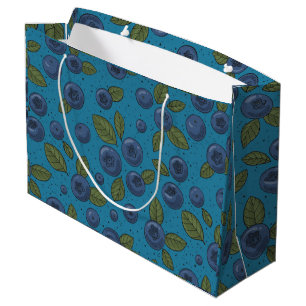 Blueberries on blue large gift bag