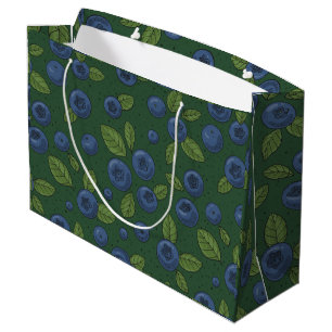 Blueberries on blue large gift bag