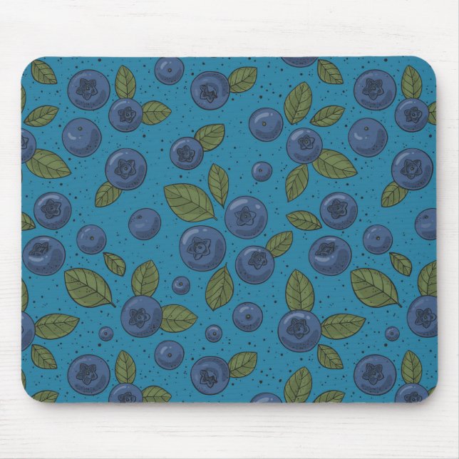 Blueberries on blue mouse pad (Front)