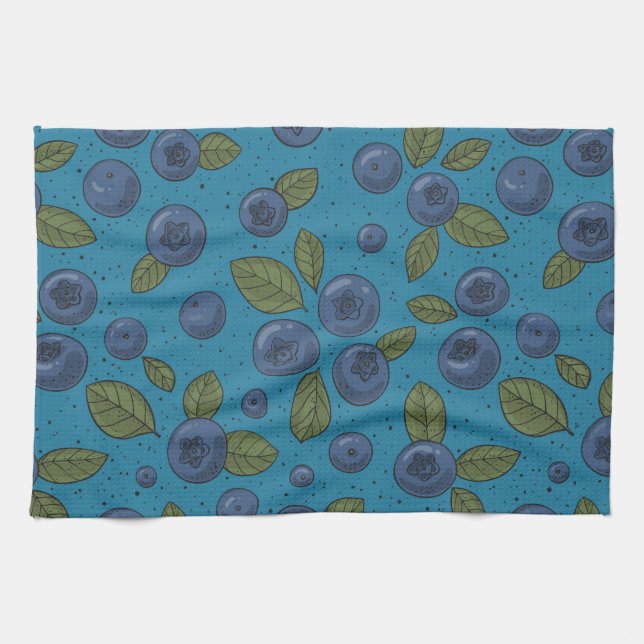 Blueberries on blue tea towel (Horizontal)