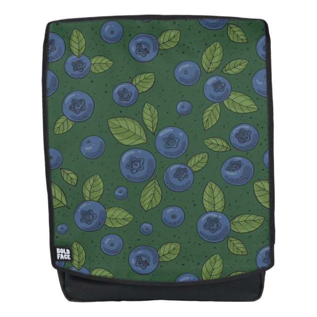 Blueberries on dark green backpack (Front)