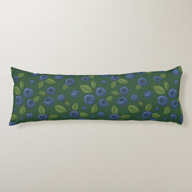 Blueberries on dark green body cushion (Front)
