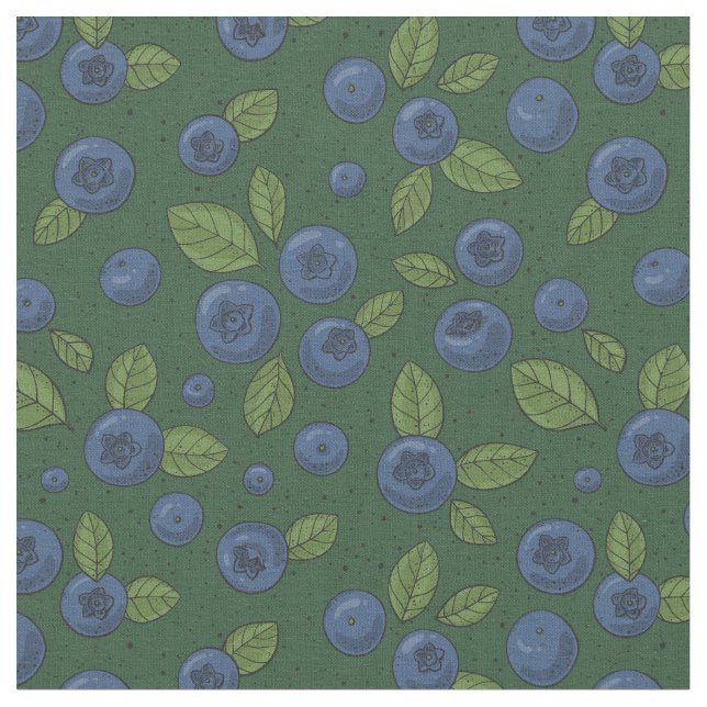 Blueberries on dark green fabric (Close Up)