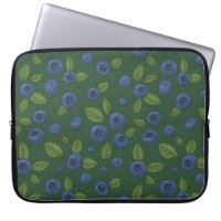 Blueberries on dark green
