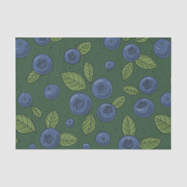 Blueberries on dark green tissue paper (Front)