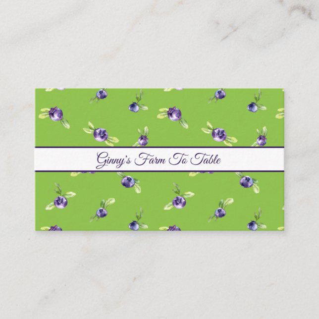 Blueberries on Green Farm to Table Business Card (Front)