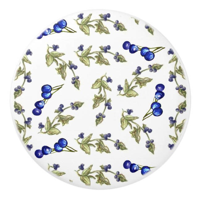 blueberries on vine drawer knob (Front)