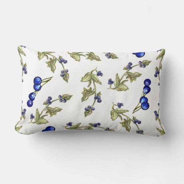 blueberries on vine lumbar pillow (Front)