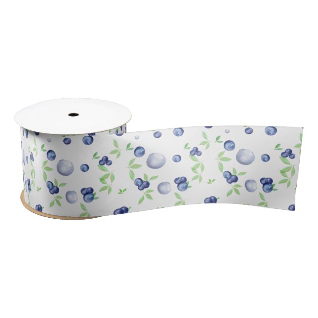 Blueberries Pattern Satin Ribbon (Spool)
