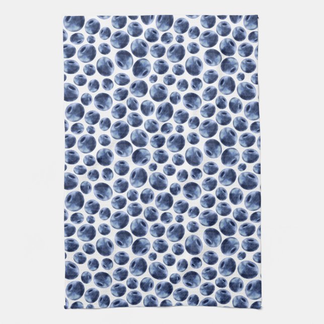 Blueberries Print Fruit Pattern Tea Towel (Vertical)
