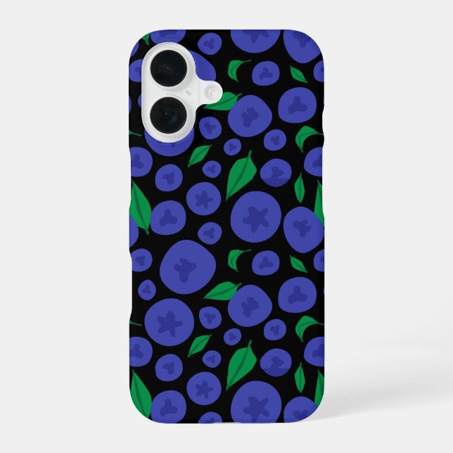 Blueberries Seamless Pattern iPhone 16 Case (Back)