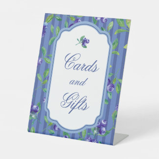 Blueberries Sweet Cards Gifts Baby Shower Pedestal Sign