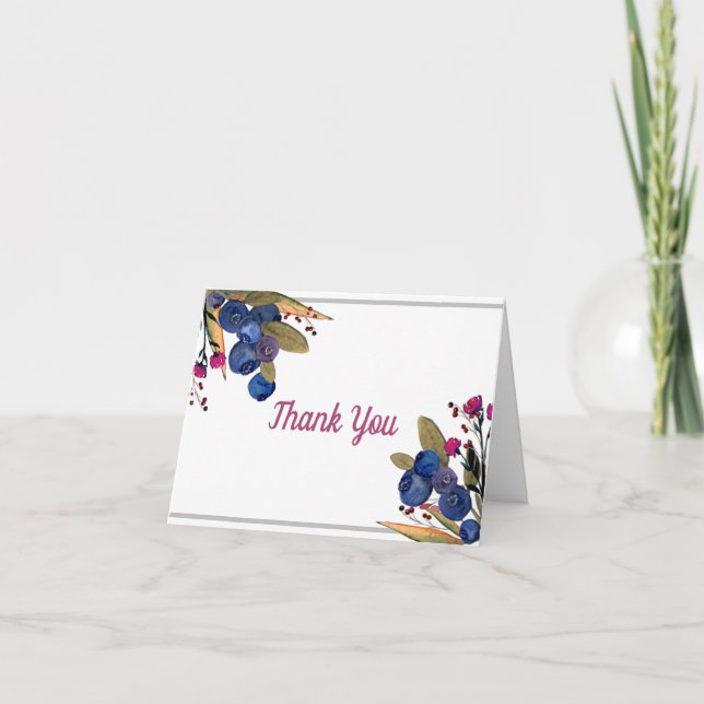 Blueberries Thank You Card  (Front)