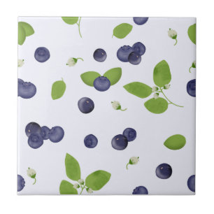 Blueberries Watercolor Blueberry Blossoms Kitchen Tile