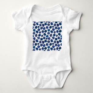 Blueberries: watercolor illustrated pattern. baby bodysuit