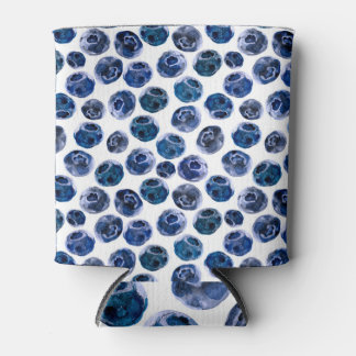 Blueberries: watercolor illustrated pattern. can cooler