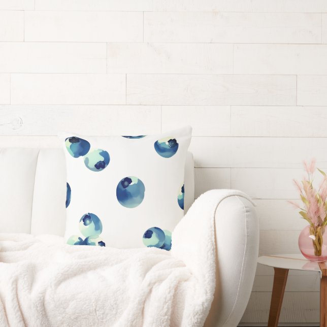 Blueberries Watercolor Pattern  Cushion (Couch)