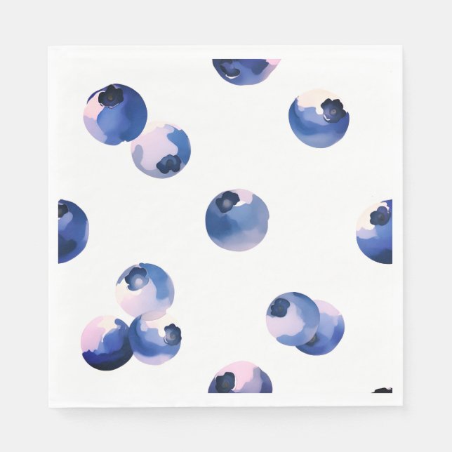 Blueberries Watercolor Pattern  Napkin (Front)