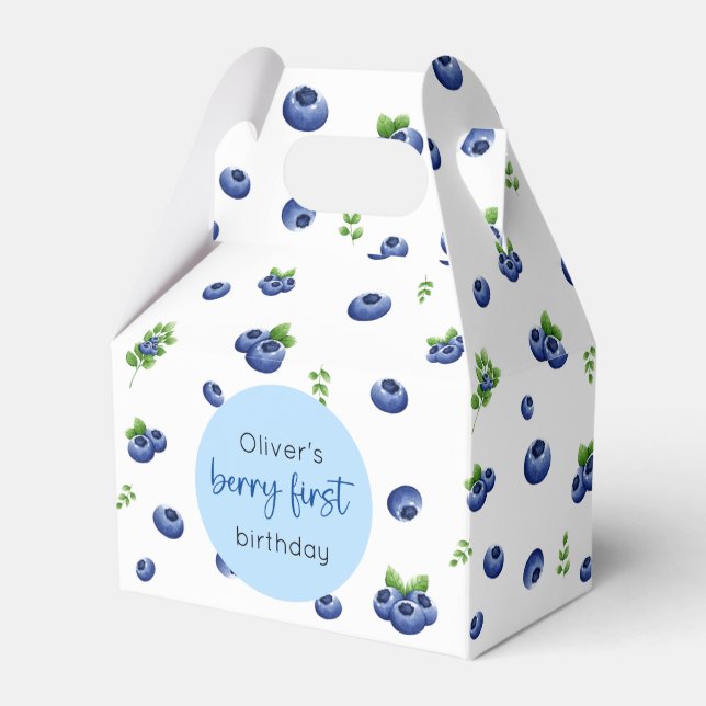 Blueberry 1st Birthday Berry First Favour Box (Front Side)