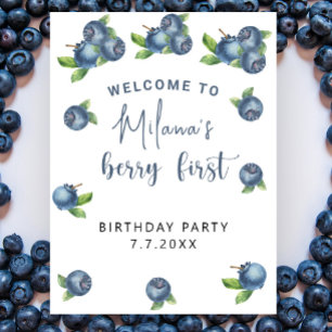 Blueberry 1st Birthday Party   Berry First Poster