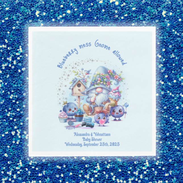 Blueberry and Gnomes Baby Shower Paper Napkin (Creator Uploaded)