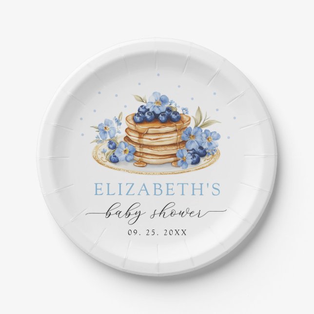 Blueberry Baby Brunch Baby Shower Paper Plate (Front)