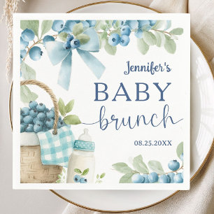 Blueberry Baby Brunch Bows & Bottles Boy Paper Napkin