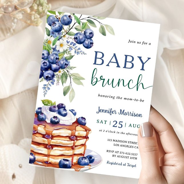 Blueberry Baby Brunch Boy Baby Shower Invitation (Creator Uploaded)