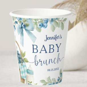 Blueberry Baby Brunch Boy Bows & Bottles Boy Paper Cups