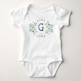 Blueberry Baby Monogram  Baby Bodysuit