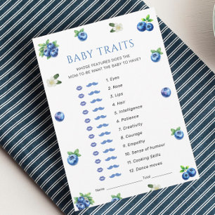 Blueberry Baby Shower Baby Traits Game Card