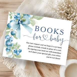 Blueberry Baby Shower Blue Bow Books For Baby Enclosure Card