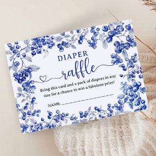 Blueberry Baby Shower Blue Diaper Raffle Enclosure Card